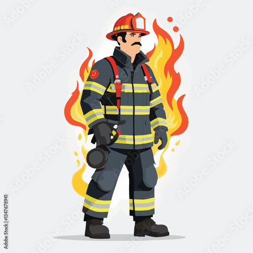 fireman, emergency, safety, rescue, danger, firefighter, uniform, fire, fighter, man, red, helmet, protection, equipment, background, hose, service, burn, flame, hero, person, water, work, engine, job