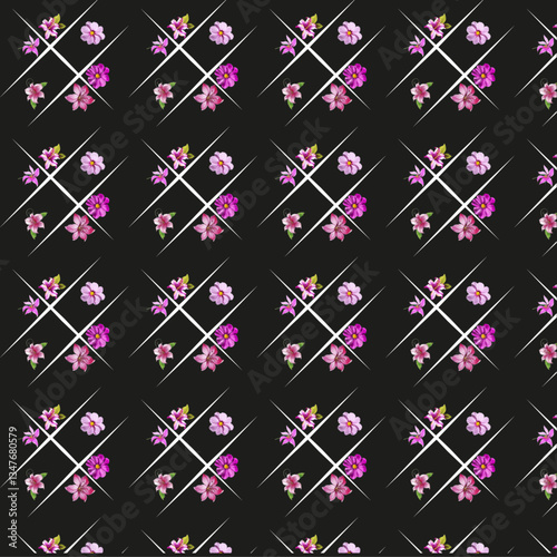 Seamless autumn floral pattern with dahlias,colorful floral seamless pattern, chrysanthemums, 
asters, zinnias, dogwood berries. Vintage engraving style. Green