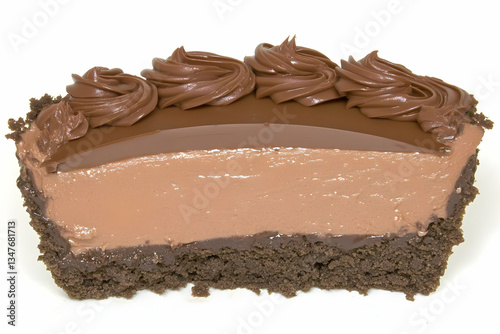 Chocolate Slice of Tart on White Background, Dessert, Ready to Eat, Delicious Treat photo