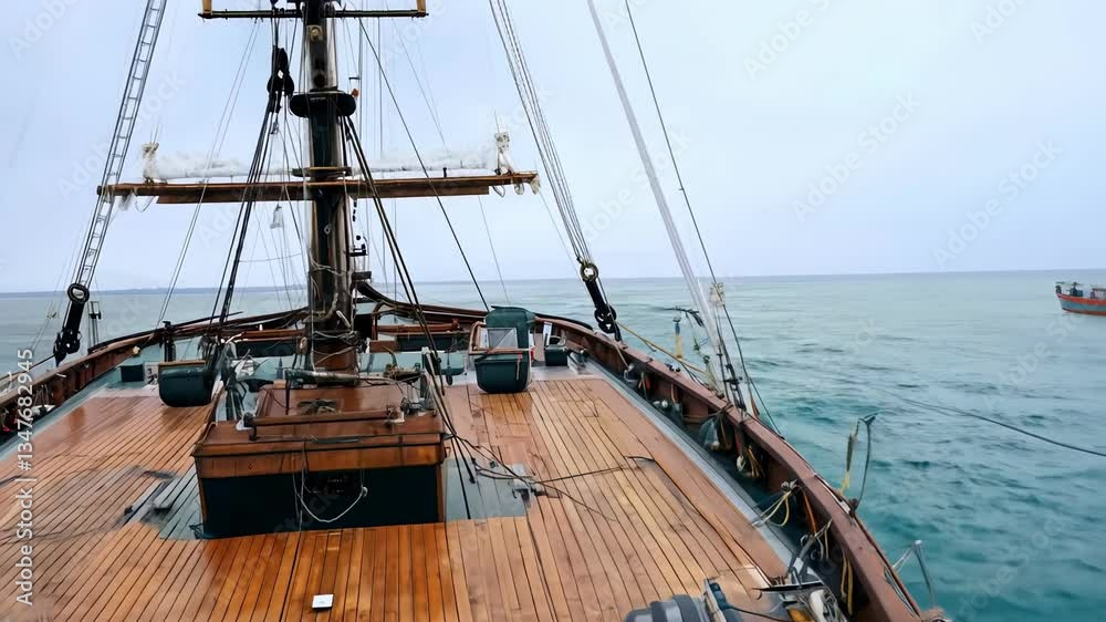 Luxury sailing yacht cruising in open sea with other boats nearby. concept of adventure, luxury, maritime exploration Luxury sailing yacht cruising in open sea with other boats nearby. concept of adventure, luxury, maritime exploration