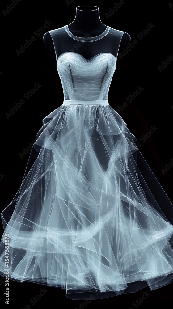Fototapeta premium Artistic abstraction of a model dress showcasing unique design elements and delicate fabric in a studio setting