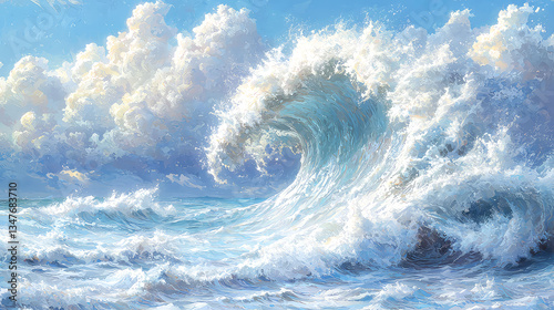 Majestic Ocean Wave: A Breathtaking Seascape Painting