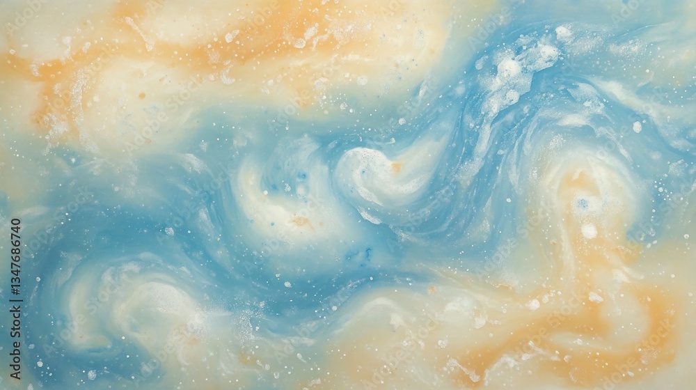 Obraz premium Swirling blue, beige paint; abstract texture, background, design