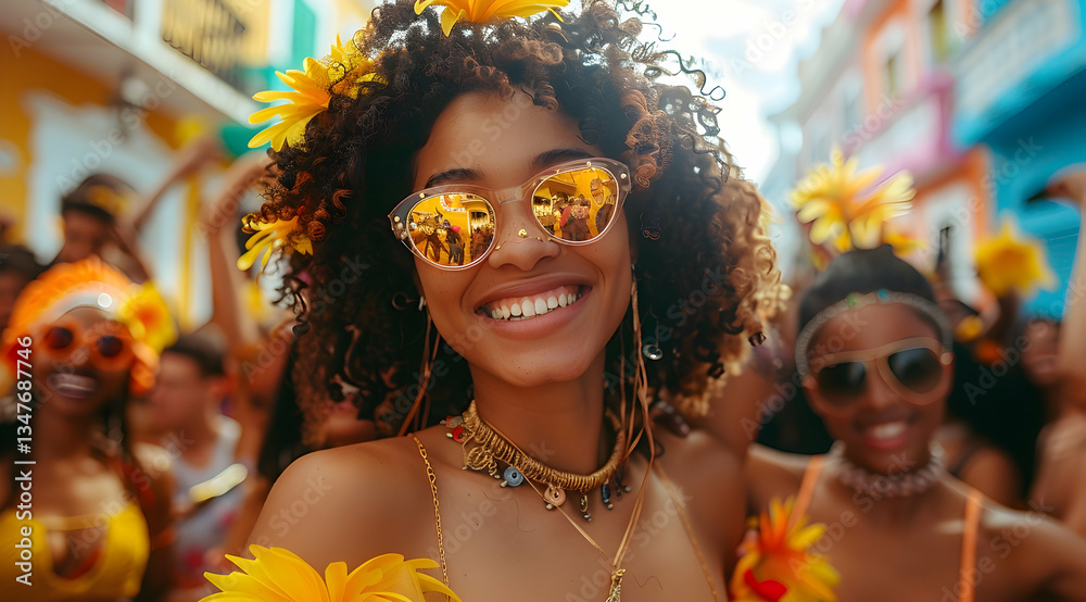 Smiling Woman In Carnival Parade