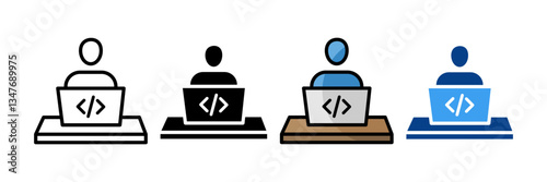 Software Developer  Icon Set Multiple Style Collection
