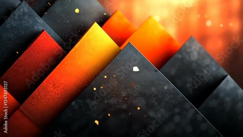 Abstract fiery mountain range digital art