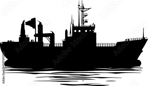 Silhouette of a Ship on Water