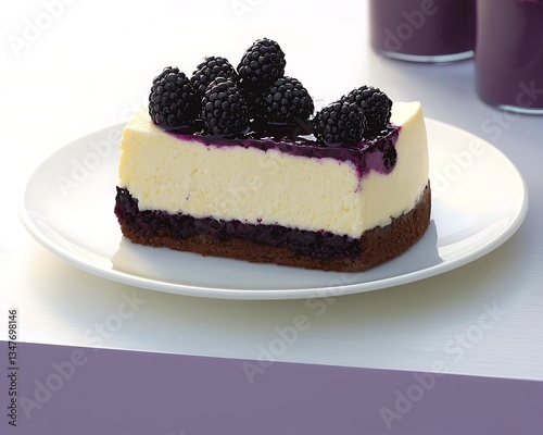 Blackberry Cheesecake Slice for Table Setting.