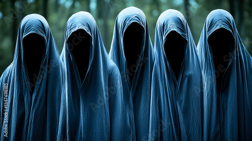 Enigmatic Figures in Shadow: A Mysterious and Suspenseful Artwork