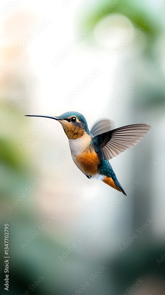Fototapeta premium Hummingbird in flight, vibrant colors (1)