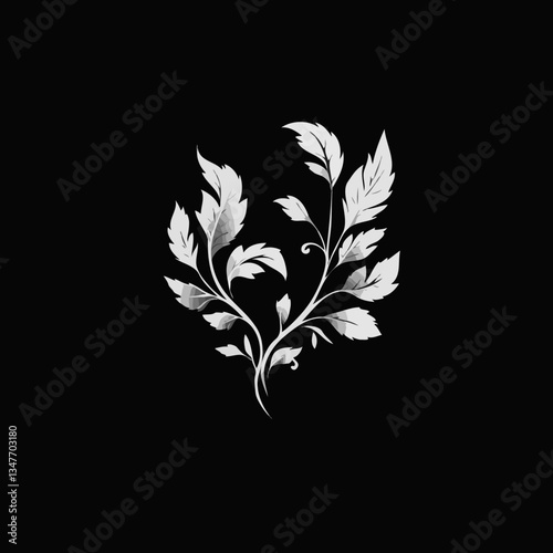 Minimalist Abstract Linden Leaf Logo in Silver