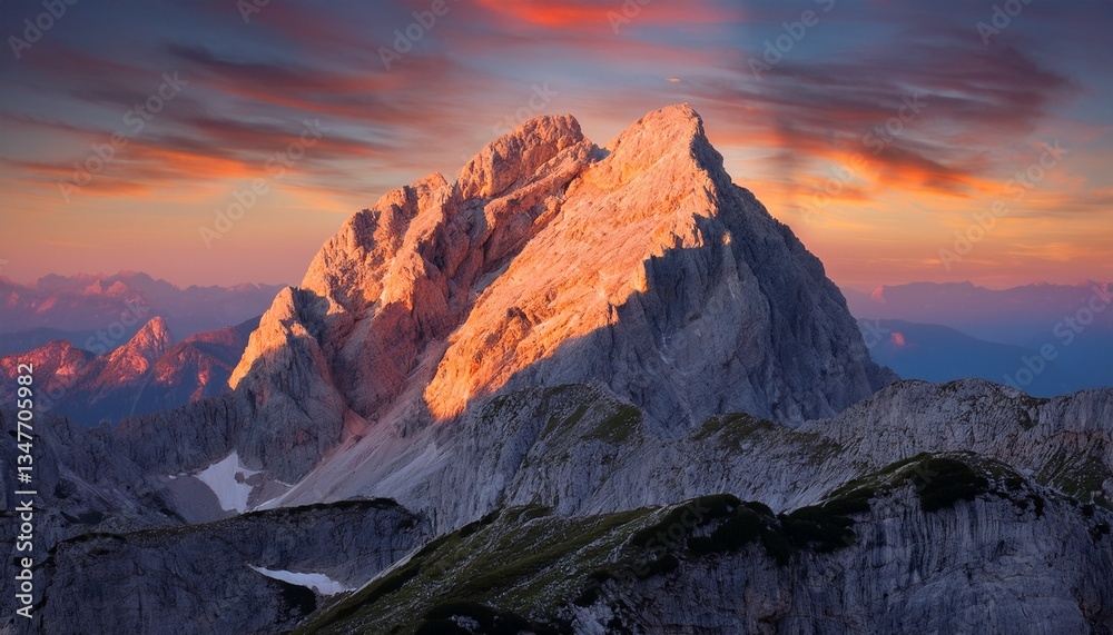 Obraz premium triglav mountain peak at sunrise