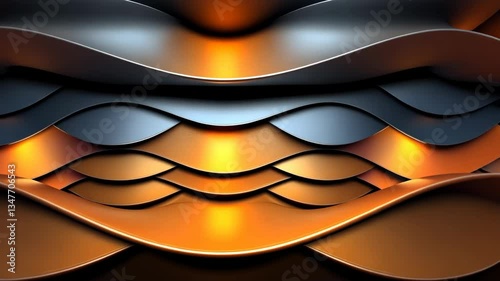 Abstract Wave Pattern: Dark and Gold Metal Texture