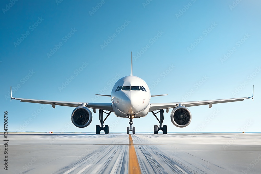 Obraz premium Airplane Taxiing Runway Departure.