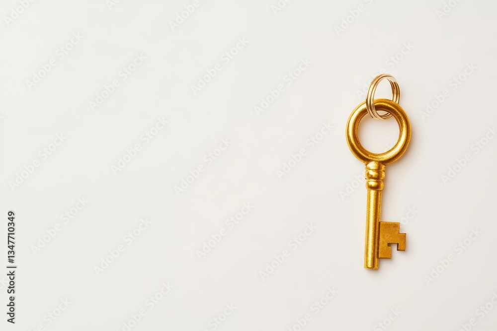 Golden key on white background; success concept Golden key on white background; success concept