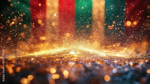 Abstract Festive Background: Dazzling Golden Sparks and Bokeh Lights