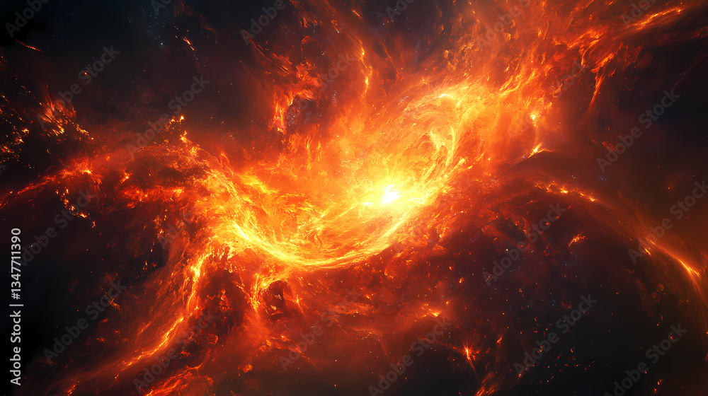 Fiery enigma: an abstract rendering of a glowing, fiery form, perhaps representing the core of raw energy, with an ominous ambiance that sparks intrigue. Ominous Core. Illustration Fiery enigma: an abstract rendering of a glowing, fiery form, perhaps representing the core of raw energy, with an ominous ambiance that sparks intrigue. Ominous Core. Illustration