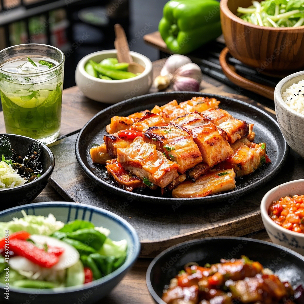 Grilled Pork Belly with Spicy Garlic Sauce – Asian BBQ Cuisine Grilled Pork Belly with Spicy Garlic Sauce – Asian BBQ Cuisine