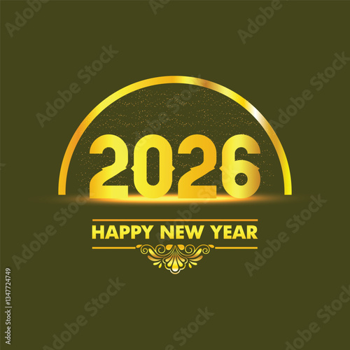 Happy new year 2026 design with colorful truncated number illustrations.