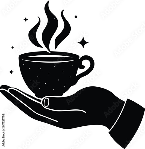 Hand holding a steaming hot coffee cup, perfect for warm moments