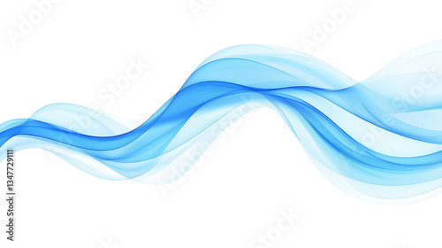 Abstract Blue Wave Design with Flowing Lines and Transparent Background, PNG