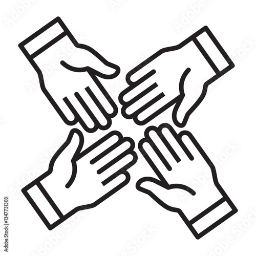 Cooperation icon. Teamwork icon. Hand icon symbol for work together, solidarity, unity, humanity and togetherness.