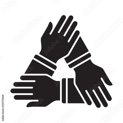Cooperation icon. Teamwork icon. Hand icon symbol for work together, solidarity, unity, humanity and togetherness.