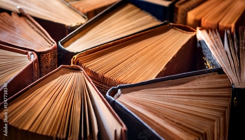 many hardbound books background selective focus