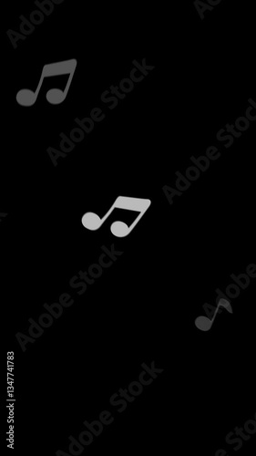 Musical Notes Spin Floating Social Media on Transparent