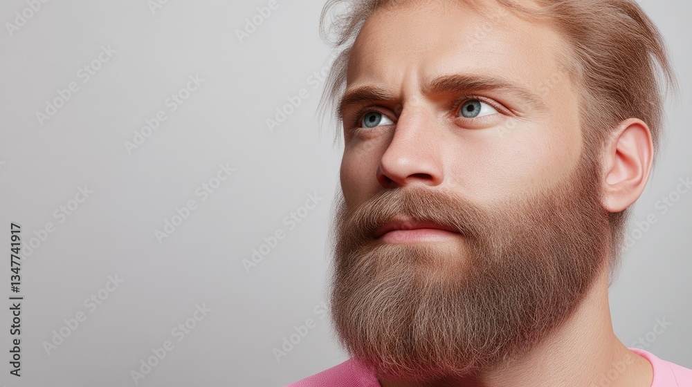 Fototapeta premium Close-up of a man with a beard and thoughtful expression