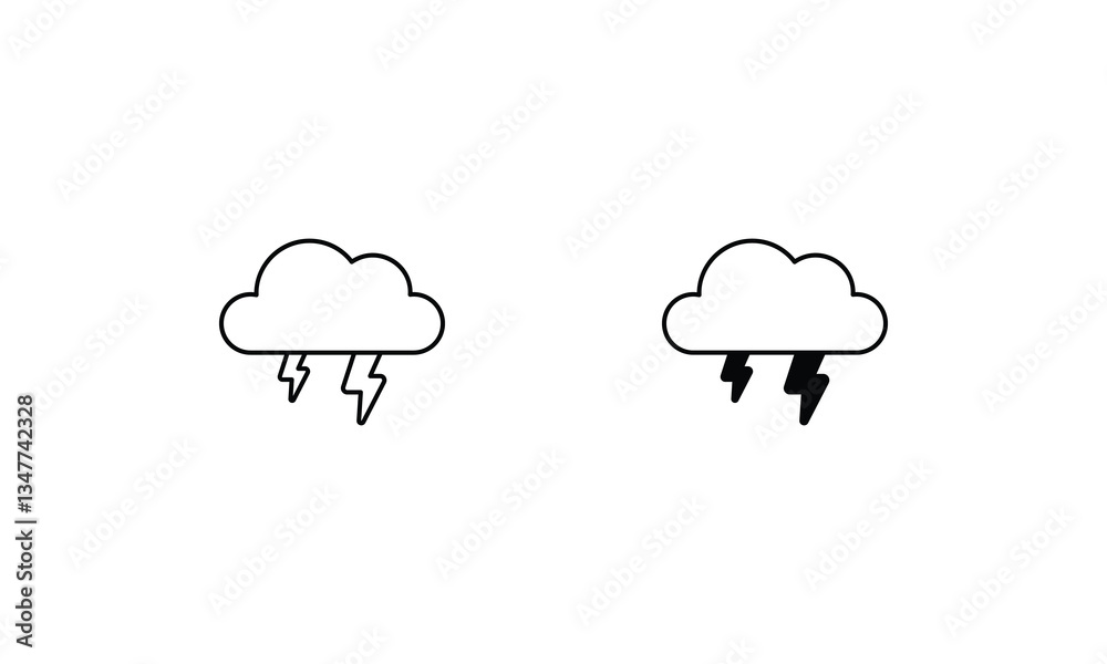 Thunderstorm vector icons set stock illustration Thunderstorm vector icons set stock illustration