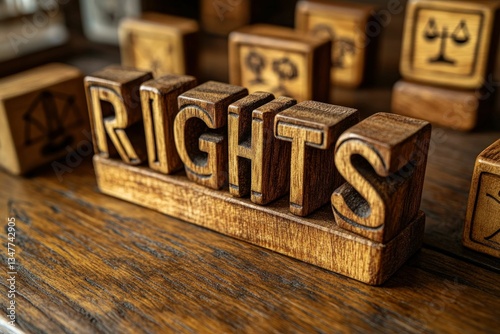 Wooden letters spell out fundamental rights.