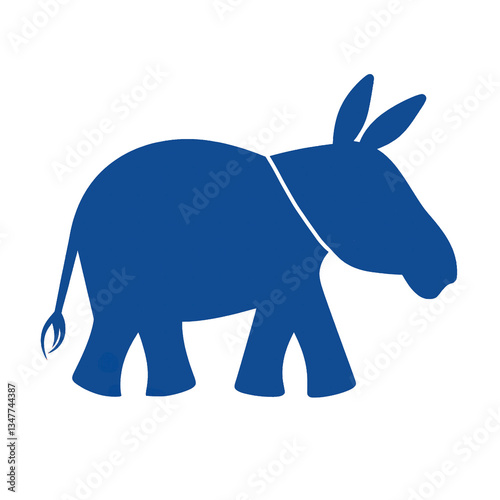 Illustration of a blue donkey  representing democrat party over a transparent background.