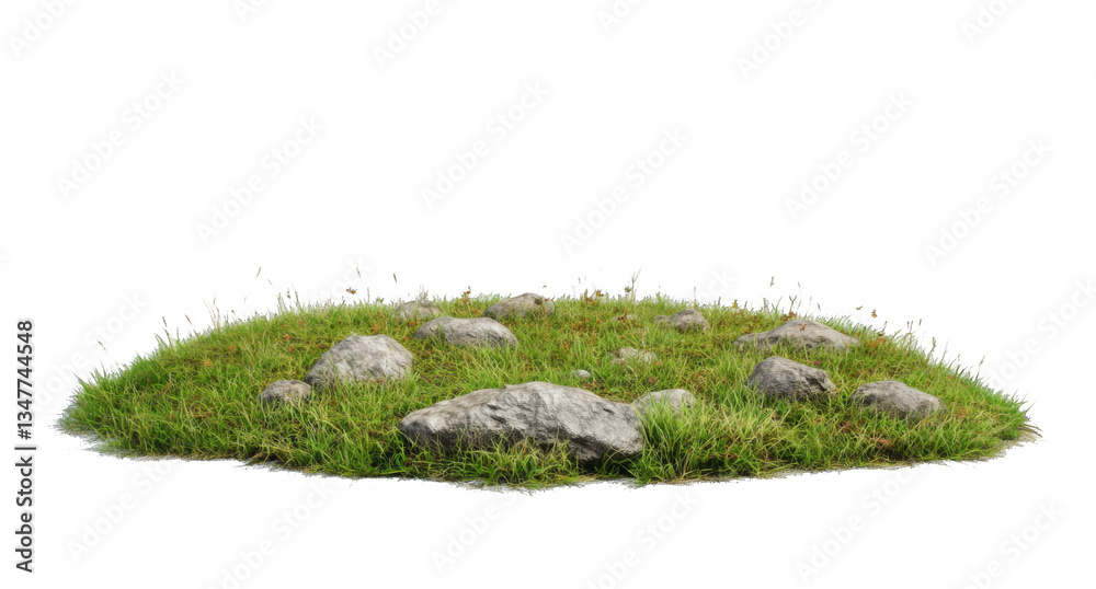 Fototapeta premium Green grass patch isolated on transparent background. Nature, eco, environment, and organic concept. 