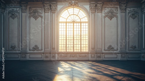 Sunlit Grand Palace Interior: Elegant Room with Classic Architecture and Ornate Design