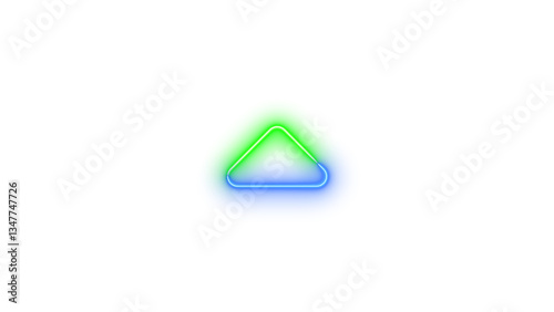 Free Download Neon caret up icon blue green color glowing with transparent background - GFXLoad