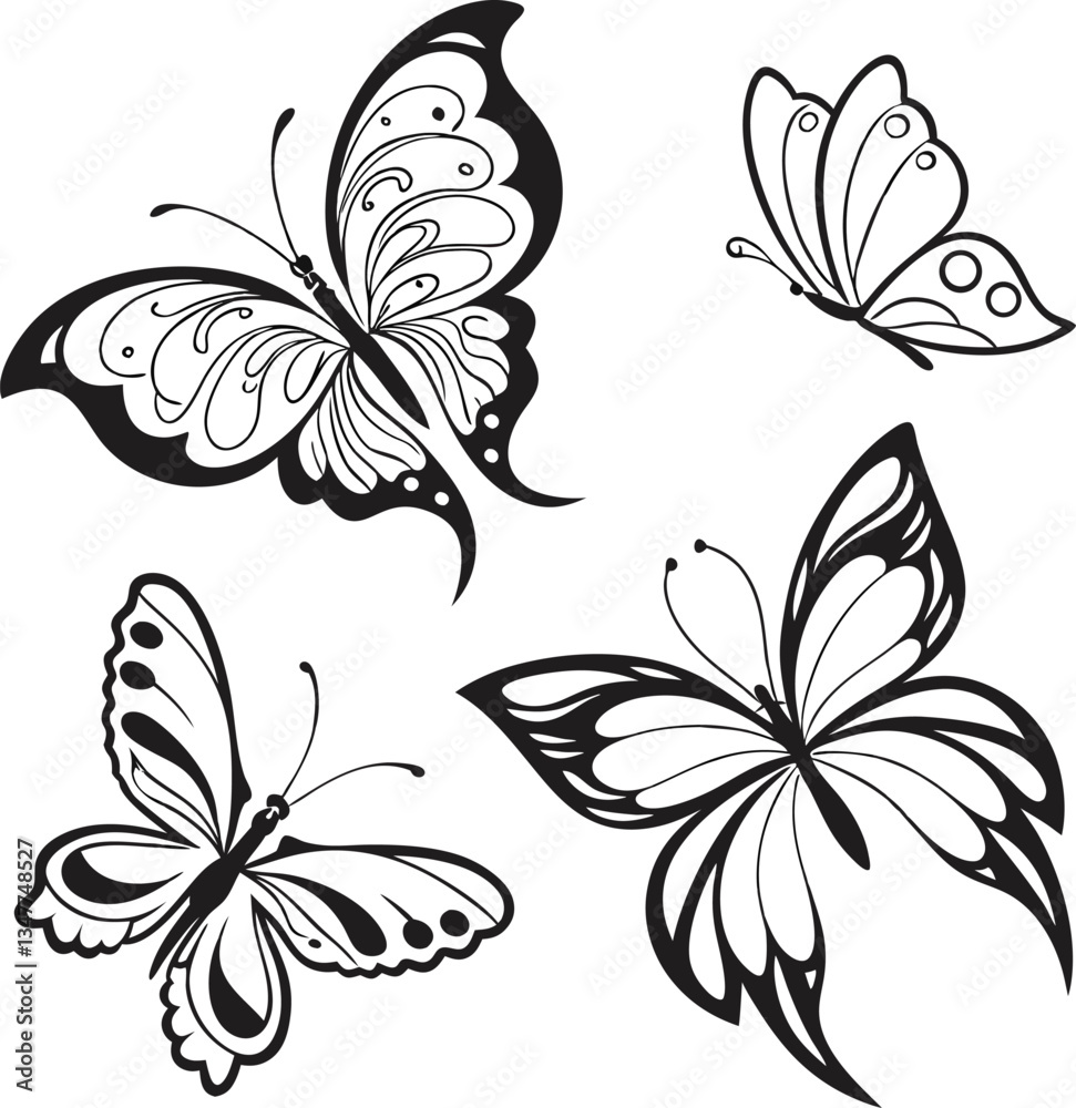 Obraz premium set of butterfly silhouette