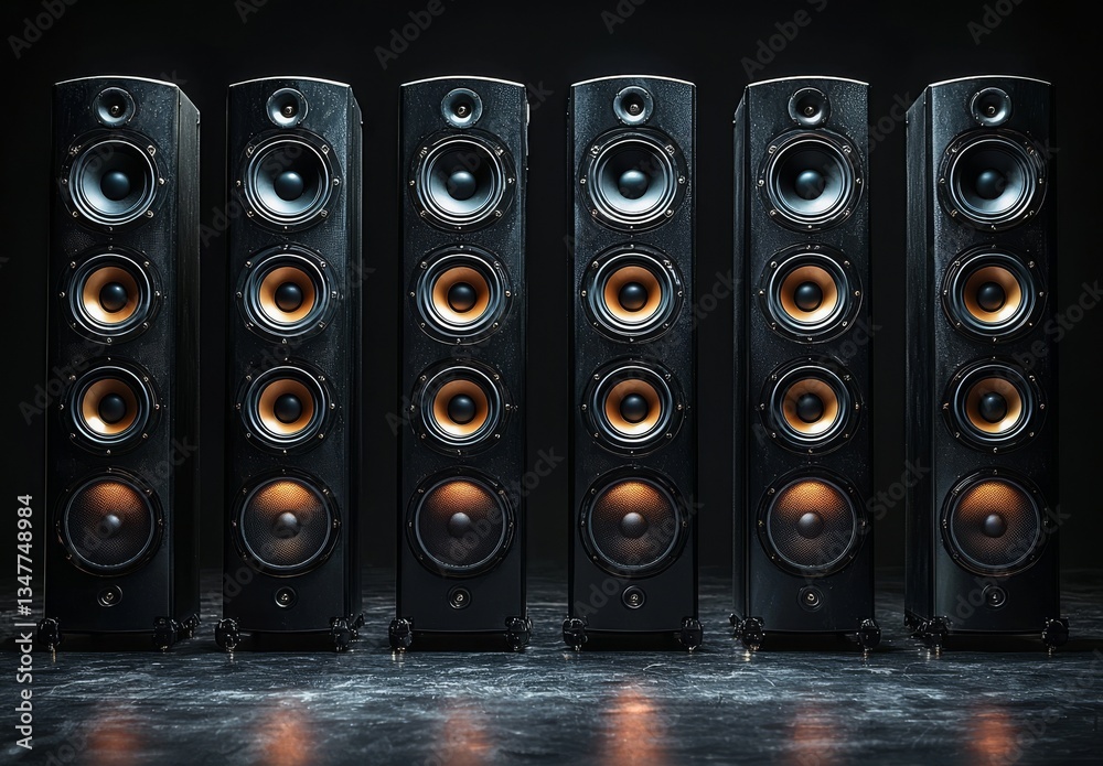 Obraz premium A substantial collection of audio speakers for music, along with generative ai