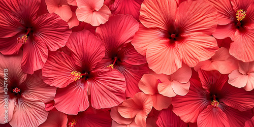 Red pink hibiscus flower background Pink hibiskus petals texture Bright red hibiscus blossom close up macro Red full bloom background Banner Viva Magenta color