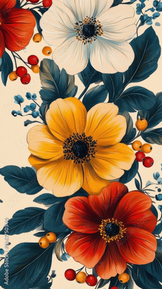 Obraz premium Ilustración de flores coloridas