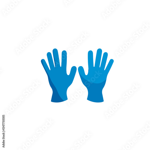 Blue medical gloves icon in flat style
