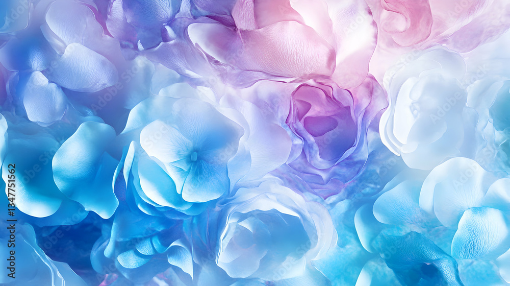 Fototapeta premium Pastel Hydrangea Flowers Close-up, Soft Background, Floral Design, Website Decoration
