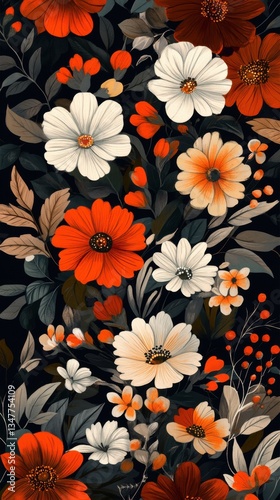 Flores coloridas en un fondo oscuro