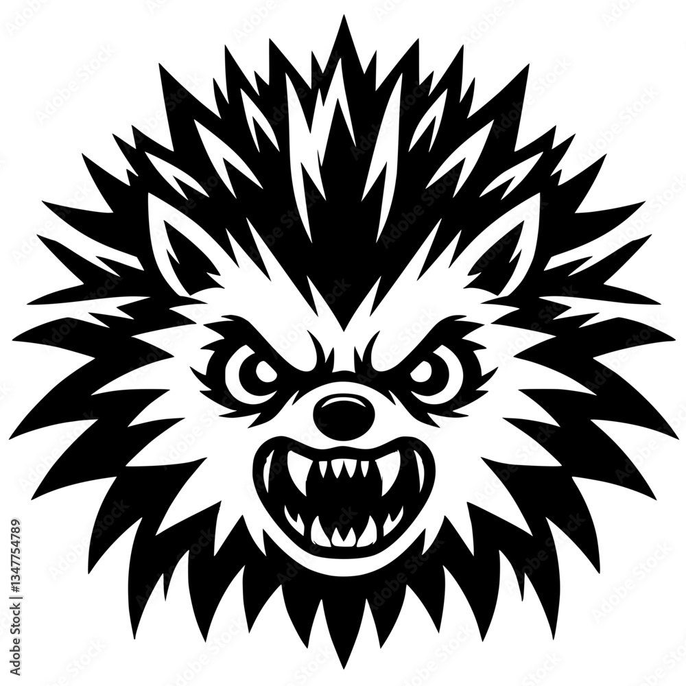 Fototapeta premium Silhouette of angry hedgehog face