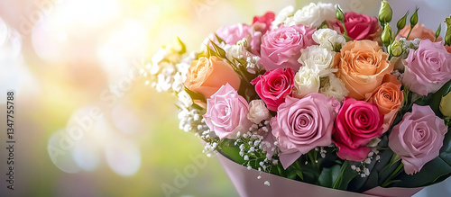 Celebrate Mother s Day with a bonne fete des meres flower bouquet Embrace a romantic date invitation with sweet wishes in this lovely concept with a copy space image