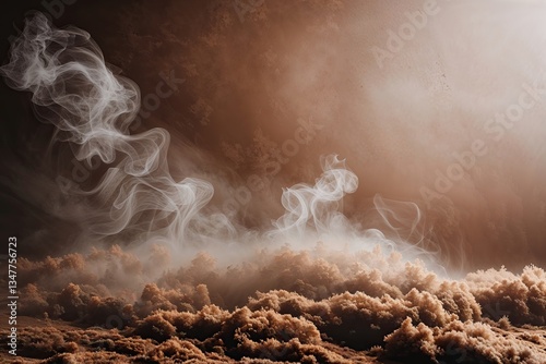 Mist and Fuzziness on a Bright Coffee Background