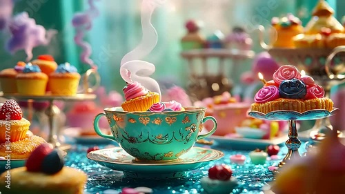 Whimsical Tea Party: A Dreamy Scene of Cupcakes and Tea