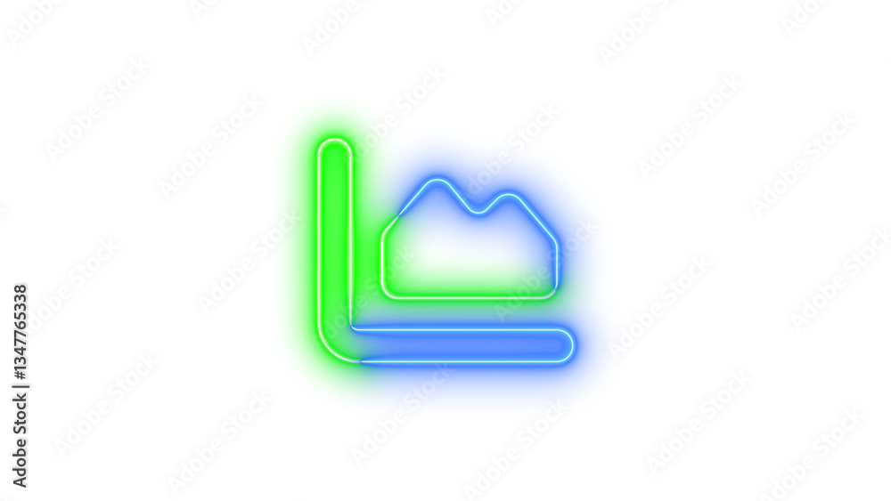Neon chart area symbol icon blue green color glowing with transparent background Neon chart area symbol icon blue green color glowing with transparent background