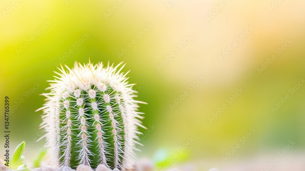 Close-up of a small cactus in a natural setting. Soft, diffused sunlight bathes the plant, highlighting its delicate spines and vibrant green hue. Close-up of a small cactus in a natural setting. Soft, diffused sunlight bathes the plant, highlighting its delicate spines and vibrant green hue.