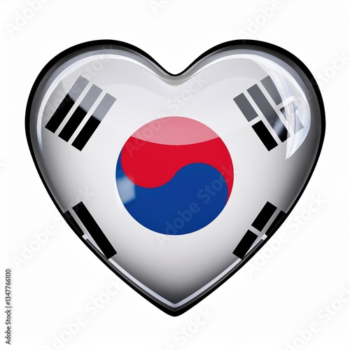 Heart-shaped south korean flag emblem displaying national pride
